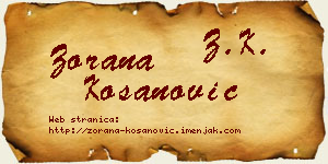 Zorana Kosanović vizit kartica